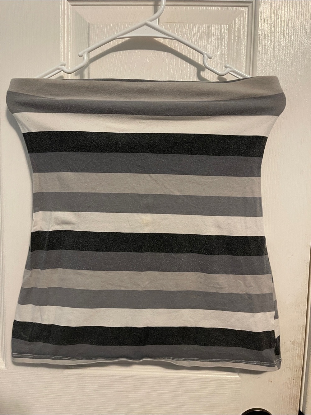 Striped Tube Top in Black, Gray, and White
